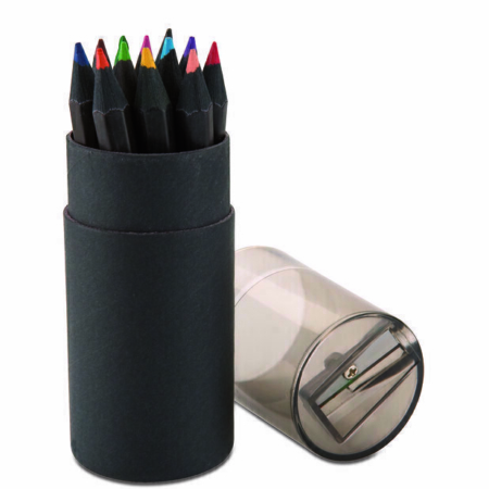 COLOURED PENCIL SET WITH SHARPENER BLOCKY 12 pcs