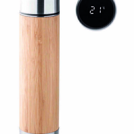 VACUUM FLASK WITH THERMOMETER BAMBOO 480 ml