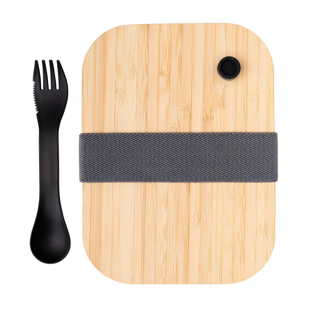 lõunasöögikarp klaasist bambusest kaanega 0.7 l with logo