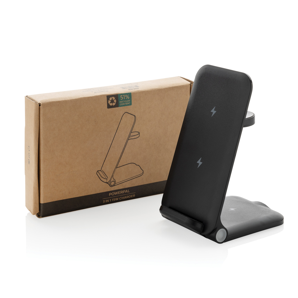 juhtmevaba laadija powerpal 3-in-1 15 w with logo