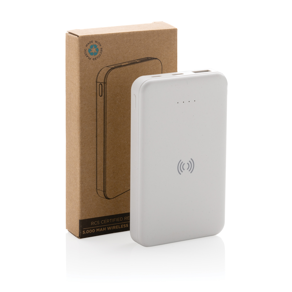 powerbank 5000 mah recycled wireless charging 5 w with logo